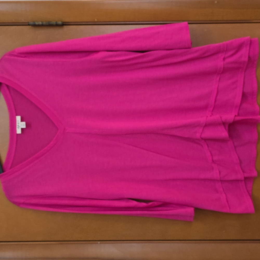 Style & Co. Pink 3/4 Sleeve V-Neck Blouse